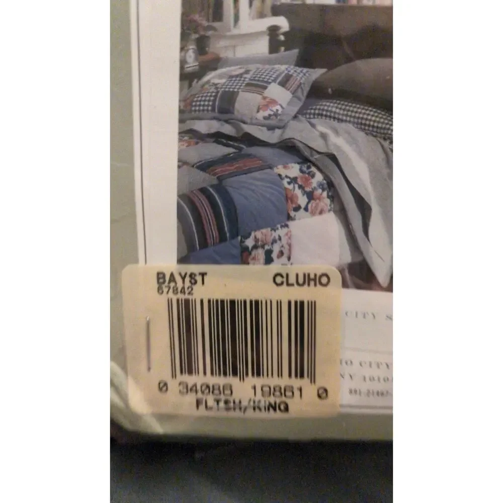 Wamsutta Supercale Plus King Flat Sheet NIP The Clubhouse Collection Striped VTG